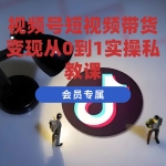 视频号短视频带货变现从0到1实操私教课