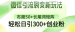 微信引流裂变新玩法：布局50+长尾词矩阵，轻松日引300+创业粉