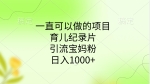 一直可以做的项目，育儿纪录片，引流宝妈粉，日入1000+