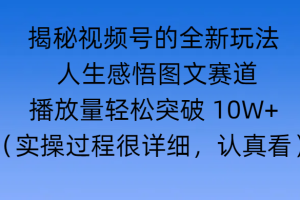 揭秘视频号的全新玩法 —— 人生感悟图文赛道