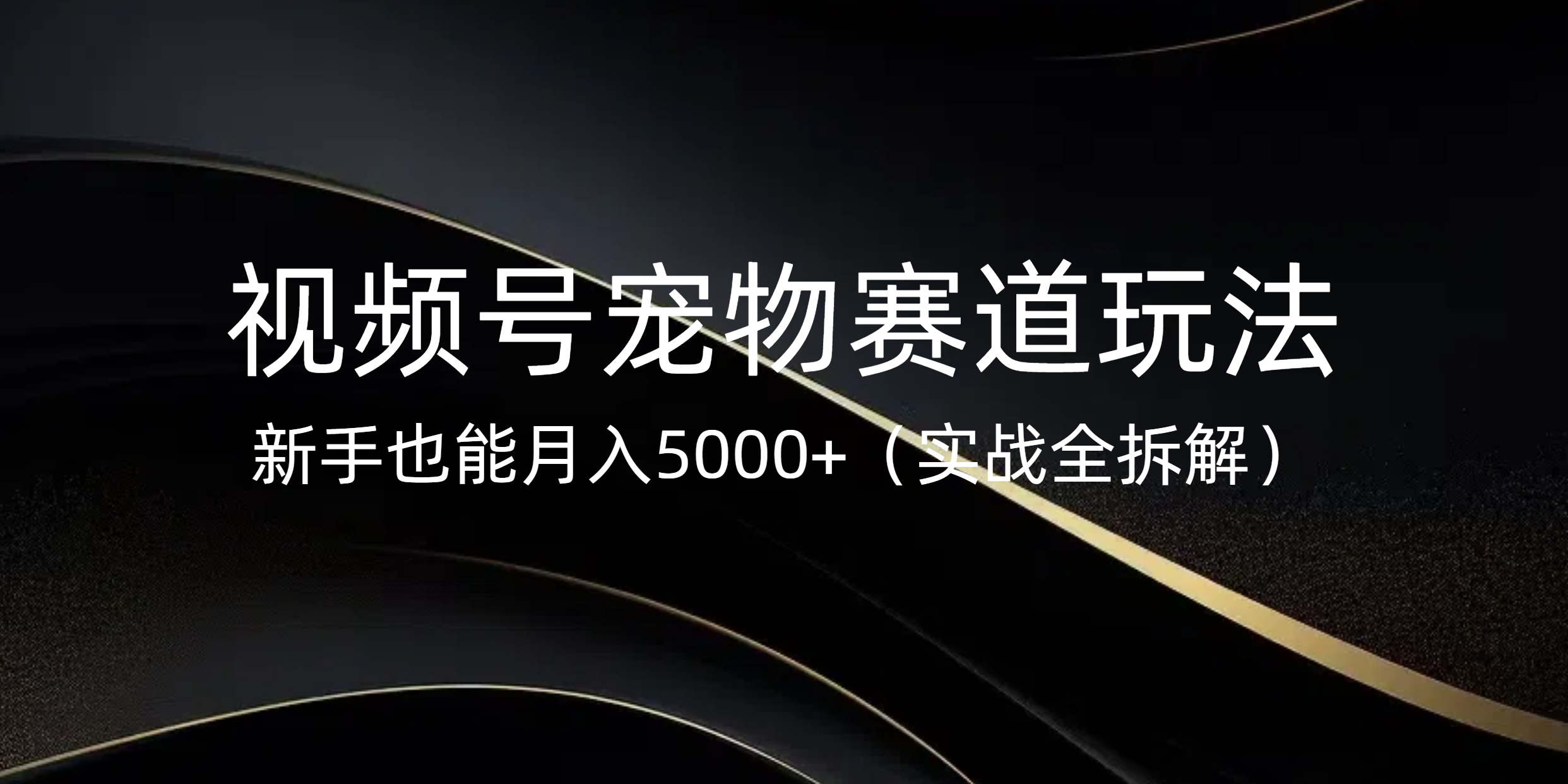 视频号宠物赛道玩法，新手也能月入5000+（实战全拆解）插图