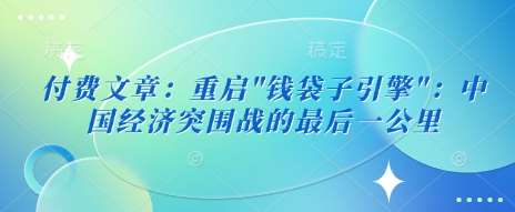 付费文章：重启”钱袋子引擎”：中国经济突围战的最后一公里插图