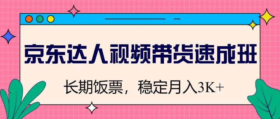 京东达人视频带货速成班，长期饭票，稳定月入3K插图