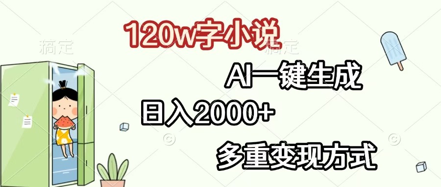 120w字小说，AI一键生成，日入2000+，多重变现方式插图